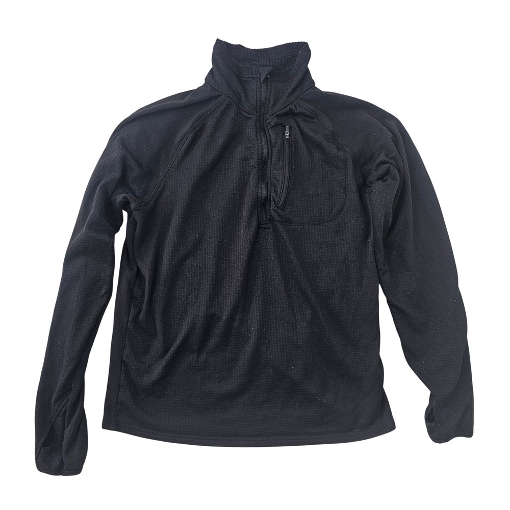 Pacific Trail Mens Grid Fleece Quarter Zip Pullover‎ Black Size Medium Mock Neck